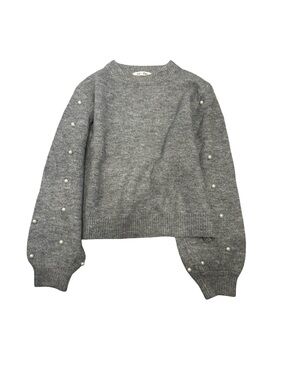 GUC Gab & Kate Women’s M/L Pearl-Trim Grey Crewneck Sweater